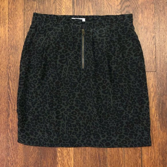 Madewell Silk Leopard Print High Waist Zip Skirt - Picture 1 of 8